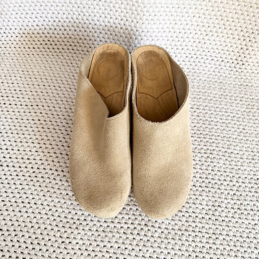 No. 6 New School Clog On Wedge Chalk Suede Closed Toe Platform Slip On Size 38 - Picture 4 of 10
